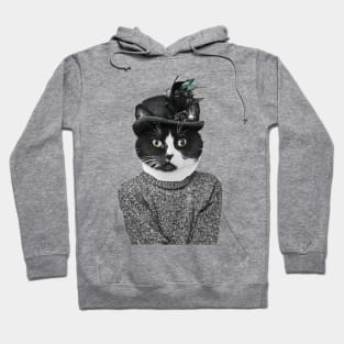 Fancy black and white cat Hoodie